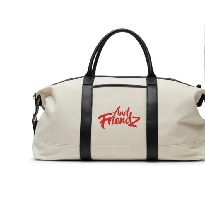 And Friendz custom leather and canvas weekender bag